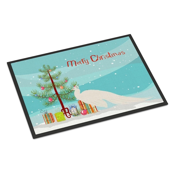 Carolines Treasures White Peacock Peafowl Christmas Indoor or Outdoor Mat, 18 x 27 in. BB9293MAT - main